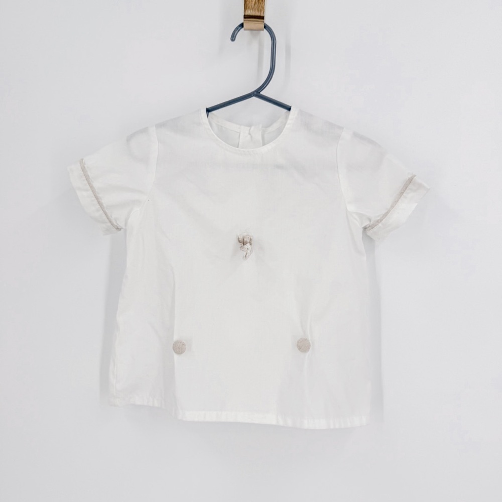 White Button Down Shirt with Embroidered Details